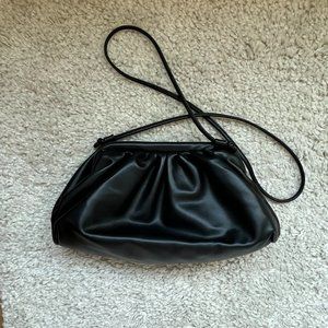 Melie Blanco Black Ruched Shoulder Clutch Bag